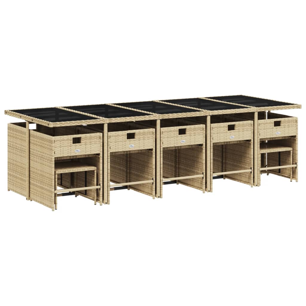 15-delige Tuinset met kussens poly rattan beige Tuinsets | Creëer jouw Trendy Thuis | Gratis bezorgd & Retour | Trendy.nl