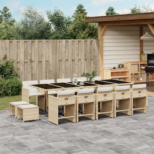 15-delige Tuinset met kussens poly rattan beige Tuinsets | Creëer jouw Trendy Thuis | Gratis bezorgd & Retour | Trendy.nl