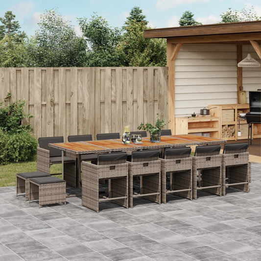 15-delige Tuinset met kussens poly rattan grijs Tuinsets | Creëer jouw Trendy Thuis | Gratis bezorgd & Retour | Trendy.nl