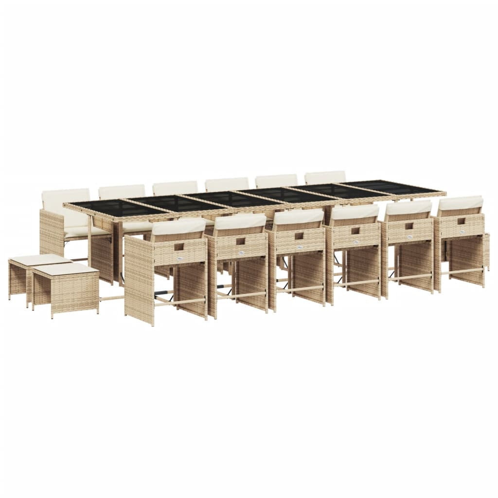 17-delige Tuinset met kussens poly rattan beige Tuinsets | Creëer jouw Trendy Thuis | Gratis bezorgd & Retour | Trendy.nl