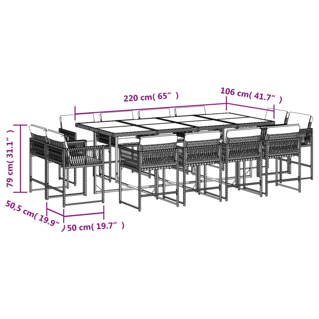 13-delige Tuinset met kussens poly rattan beige Tuinsets | Creëer jouw Trendy Thuis | Gratis bezorgd & Retour | Trendy.nl