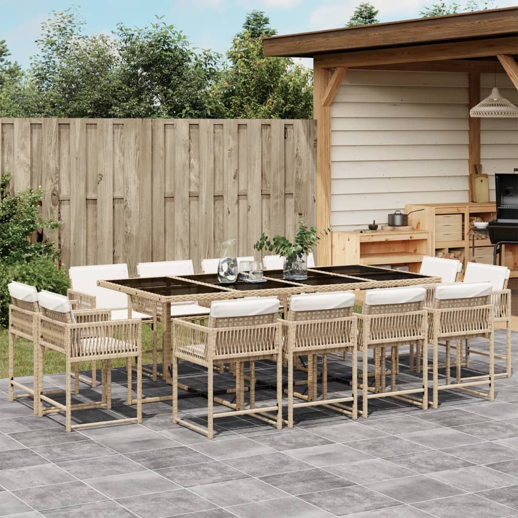 13-delige Tuinset met kussens poly rattan beige Tuinsets | Creëer jouw Trendy Thuis | Gratis bezorgd & Retour | Trendy.nl