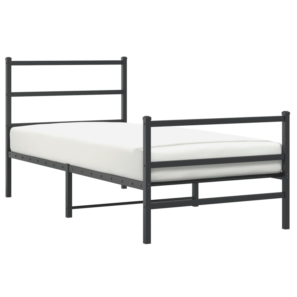 Bedframe met hoofd- en voeteneinde metaal zwart 90x190 cm