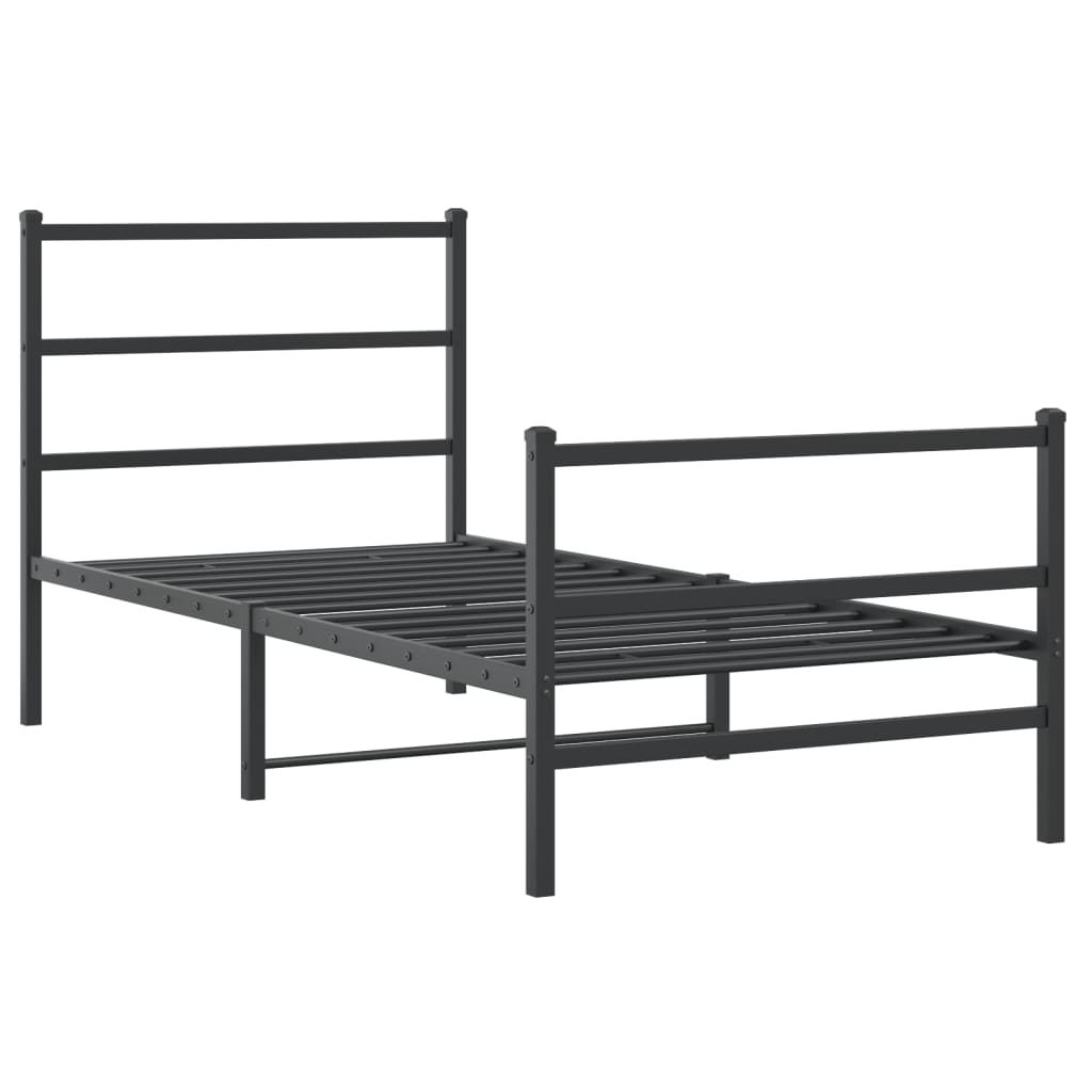 Bedframe met hoofd- en voeteneinde metaal zwart 90x190 cm