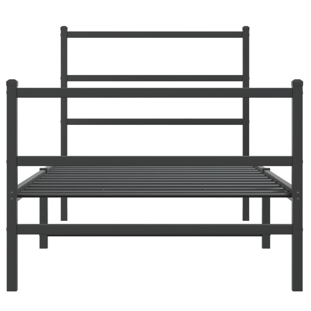 Bedframe met hoofd- en voeteneinde metaal zwart 90x190 cm