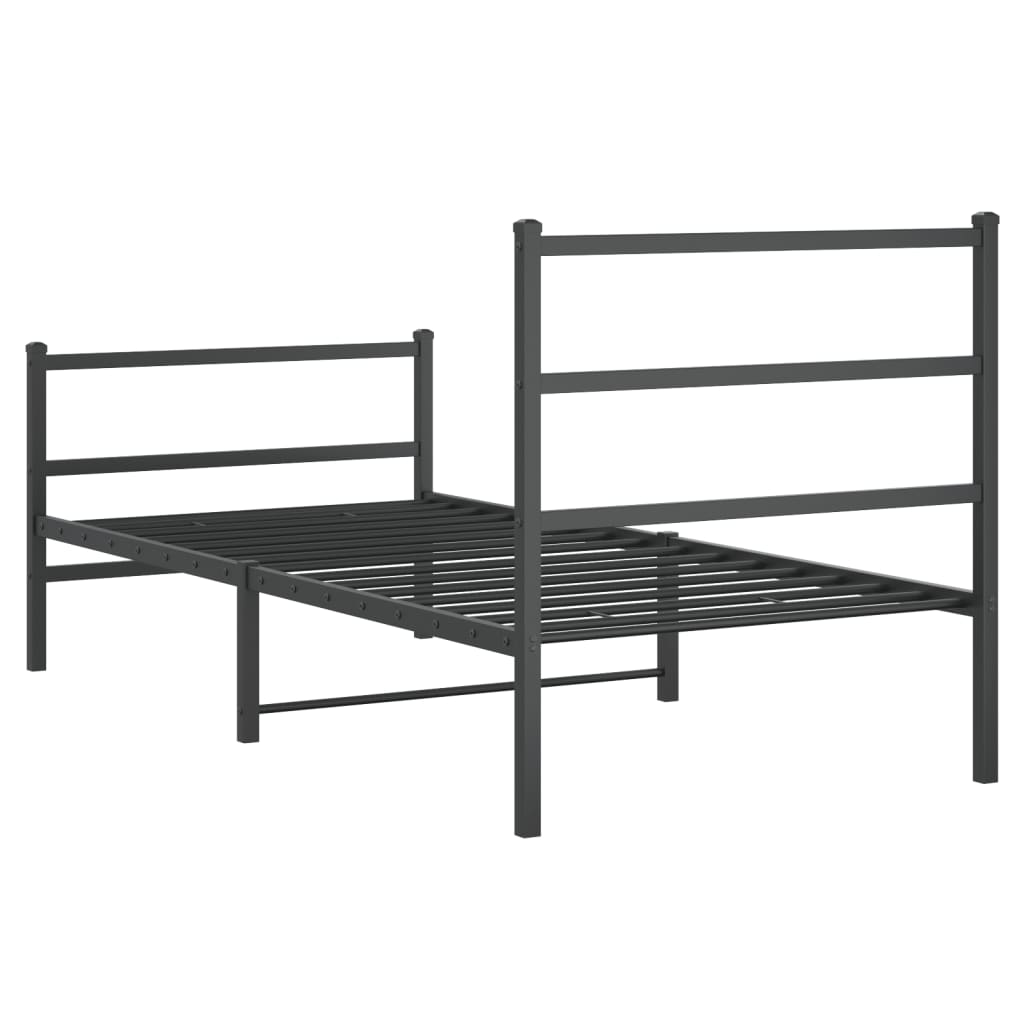 Bedframe met hoofd- en voeteneinde metaal zwart 90x190 cm