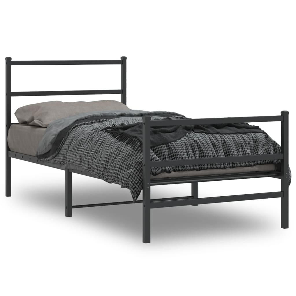 Bedframe met hoofd- en voeteneinde metaal zwart 90x190 cm