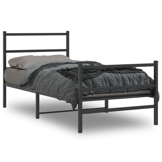 Bedframe met hoofd- en voeteneinde metaal zwart 90x190 cm