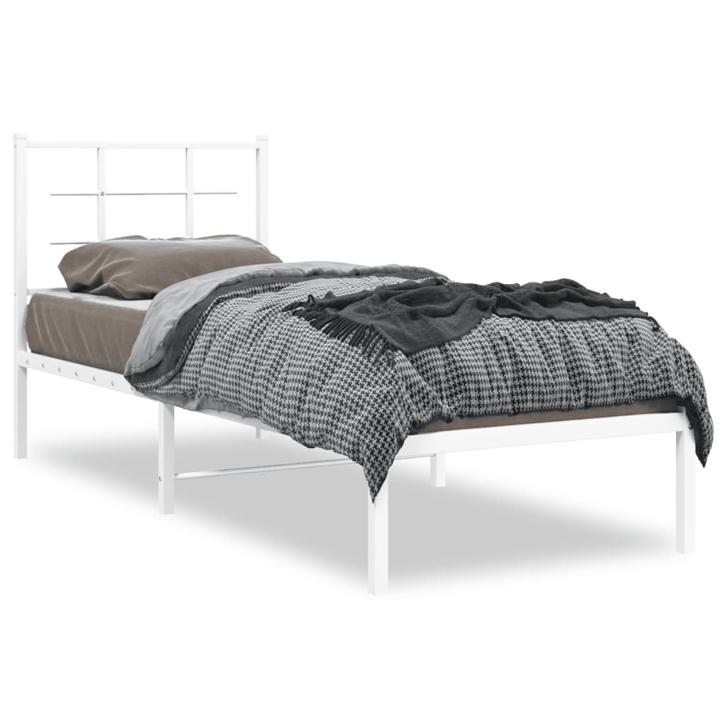 Bedframe met hoofdbord zonder matras metaal wit 75x190 cm