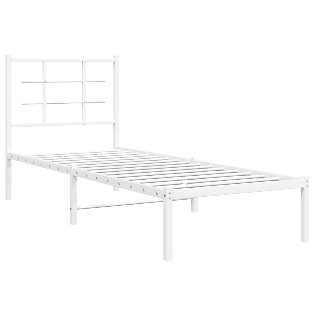 Bedframe met hoofdbord zonder matras metaal wit 75x190 cm