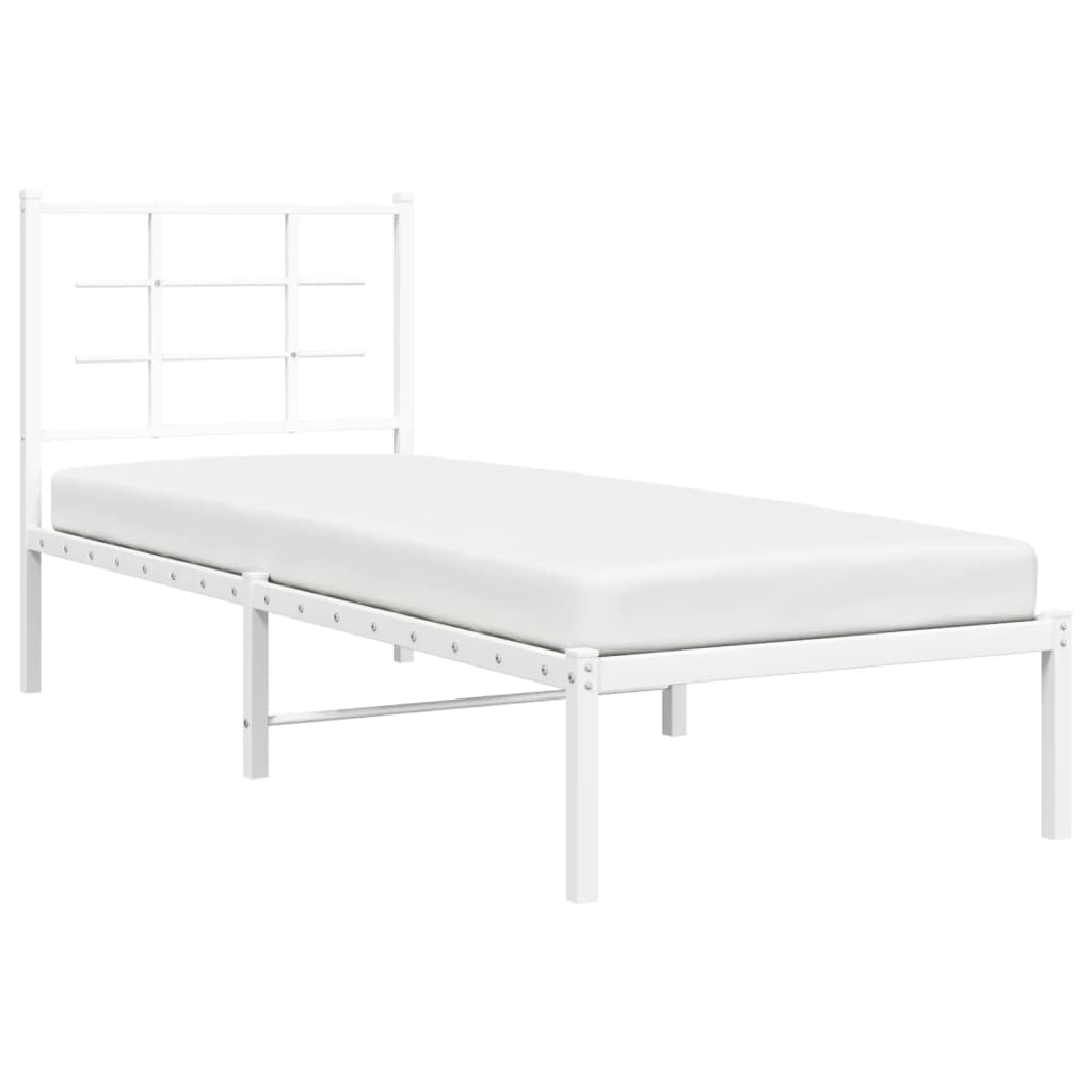 Bedframe met hoofdbord zonder matras metaal wit 75x190 cm