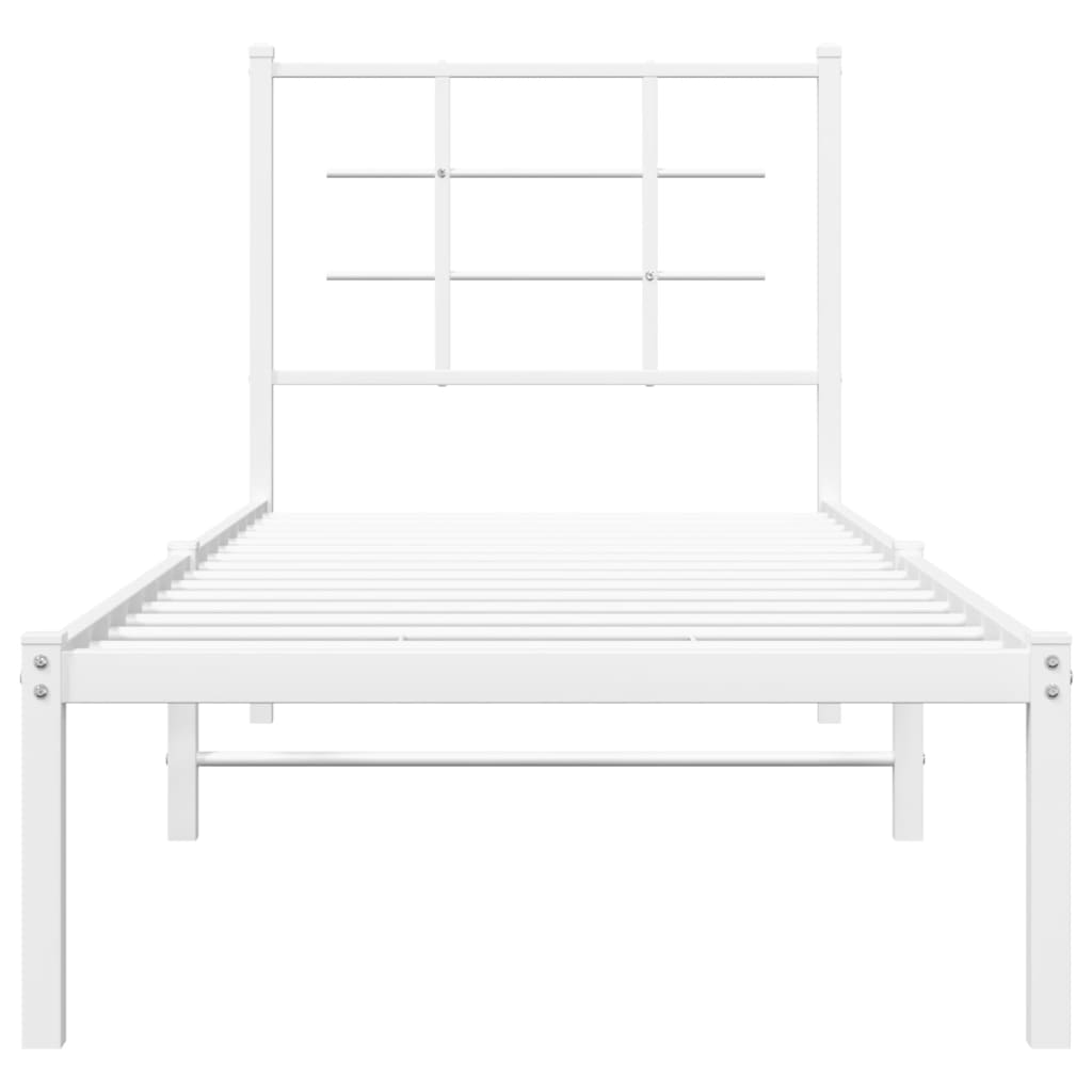 Bedframe met hoofdbord zonder matras metaal wit 75x190 cm