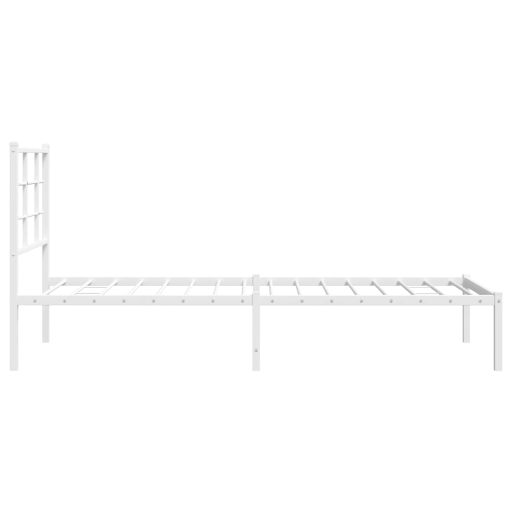 Bedframe met hoofdbord zonder matras metaal wit 75x190 cm