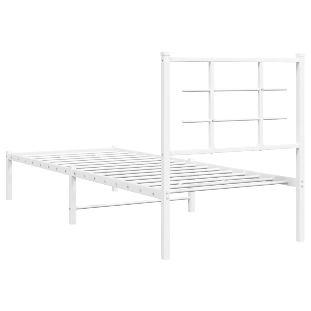 Bedframe met hoofdbord zonder matras metaal wit 75x190 cm