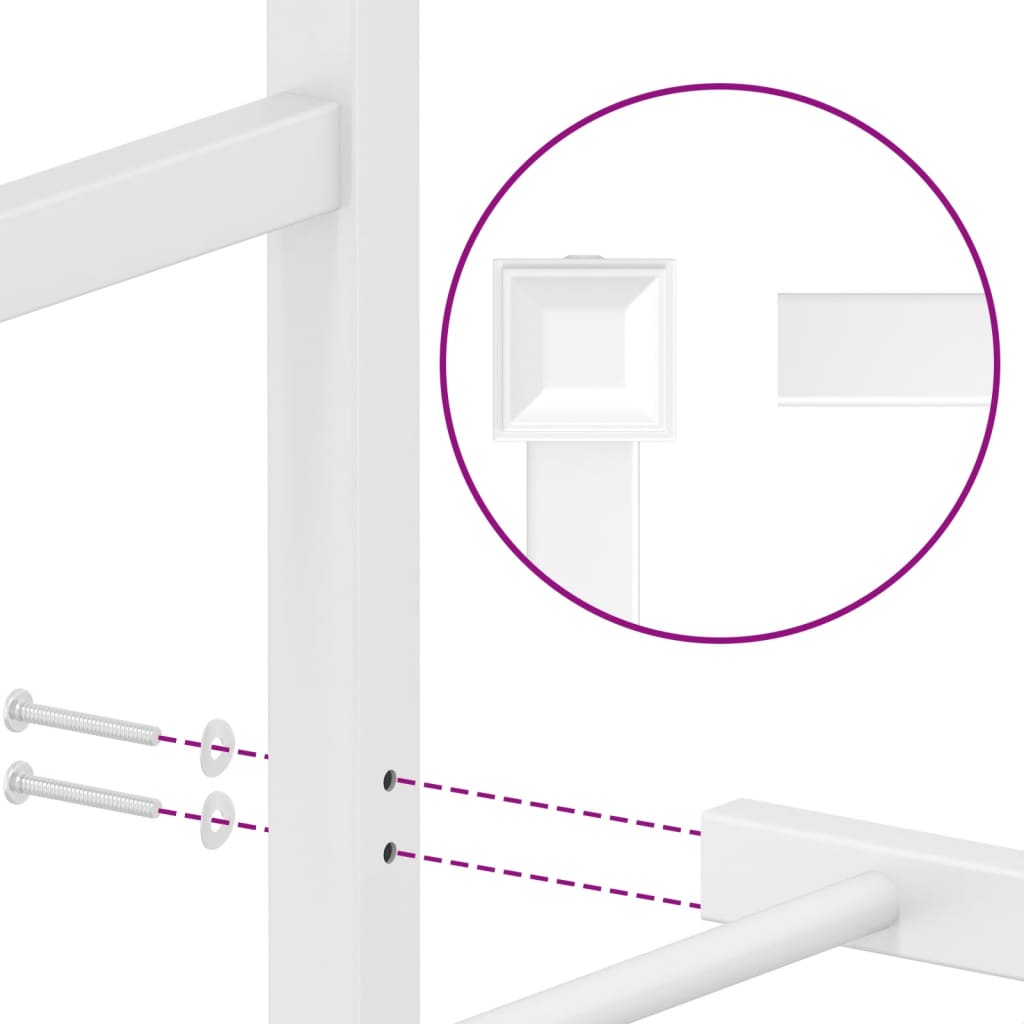 Bedframe met hoofdbord metaal wit 90x200 cm