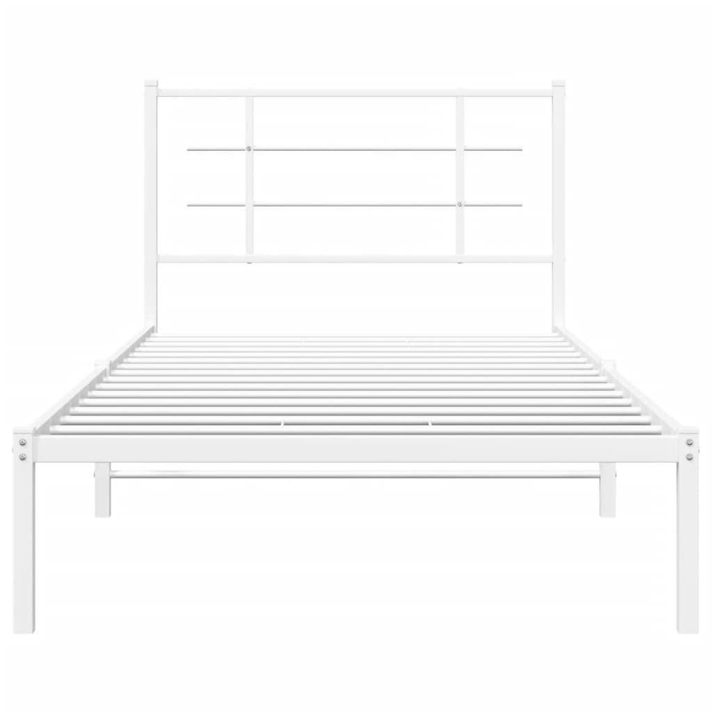 Bedframe met hoofdbord metaal wit 107x203 cm