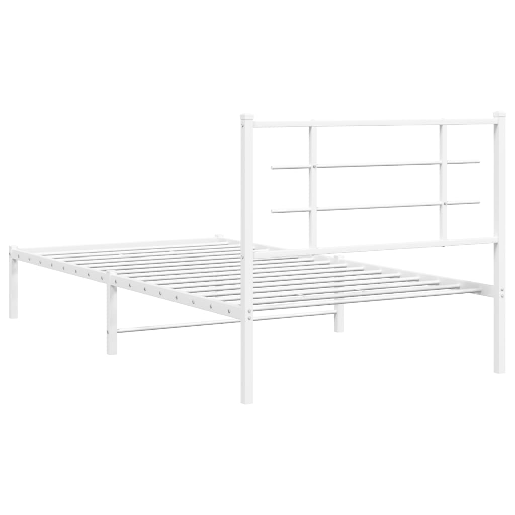 Bedframe met hoofdbord metaal wit 107x203 cm