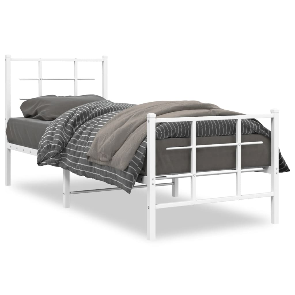 Bedframe met hoofd- en voeteneinde metaal wit 80x200 cm