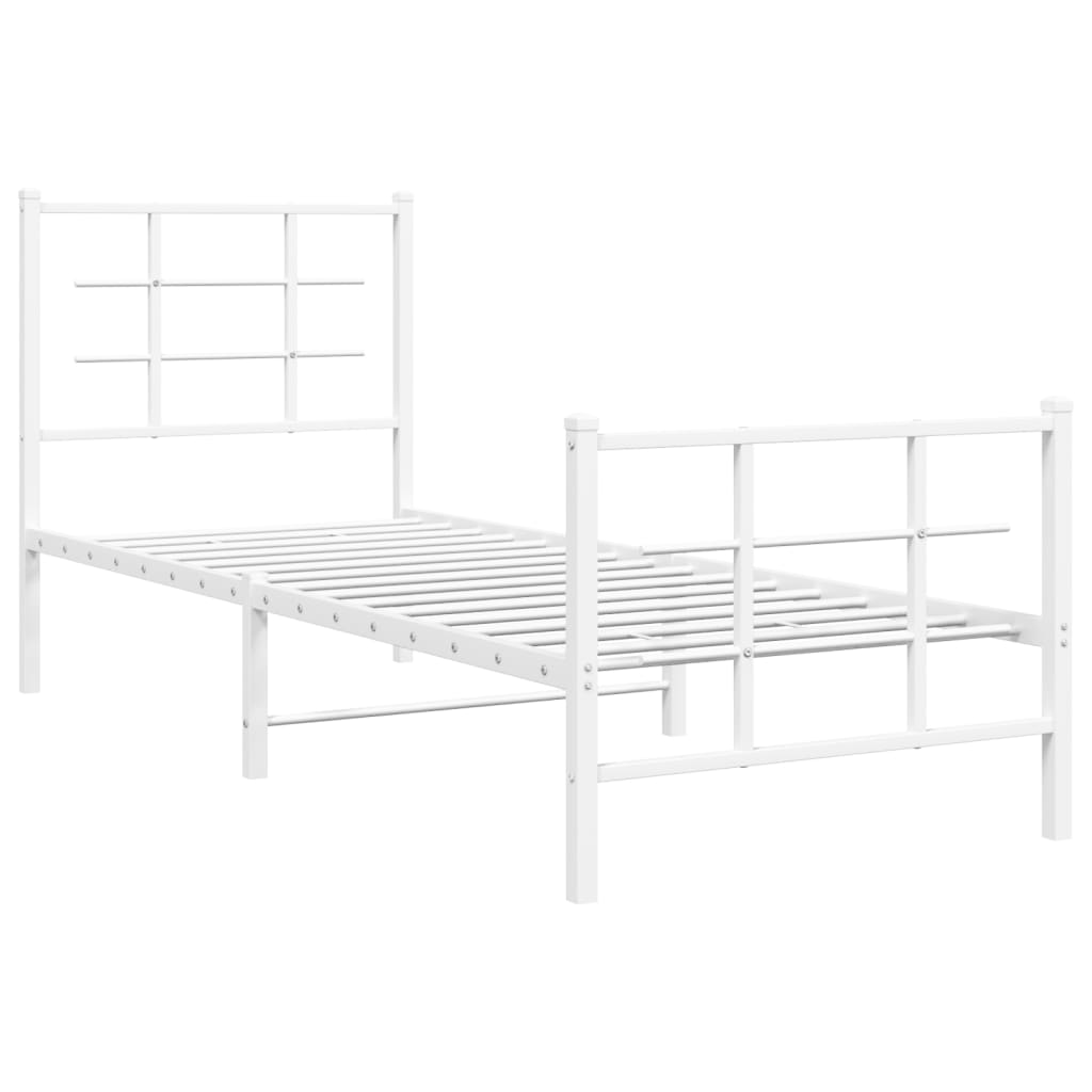 Bedframe met hoofd- en voeteneinde metaal wit 80x200 cm