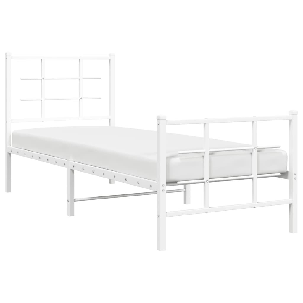 Bedframe met hoofd- en voeteneinde metaal wit 80x200 cm