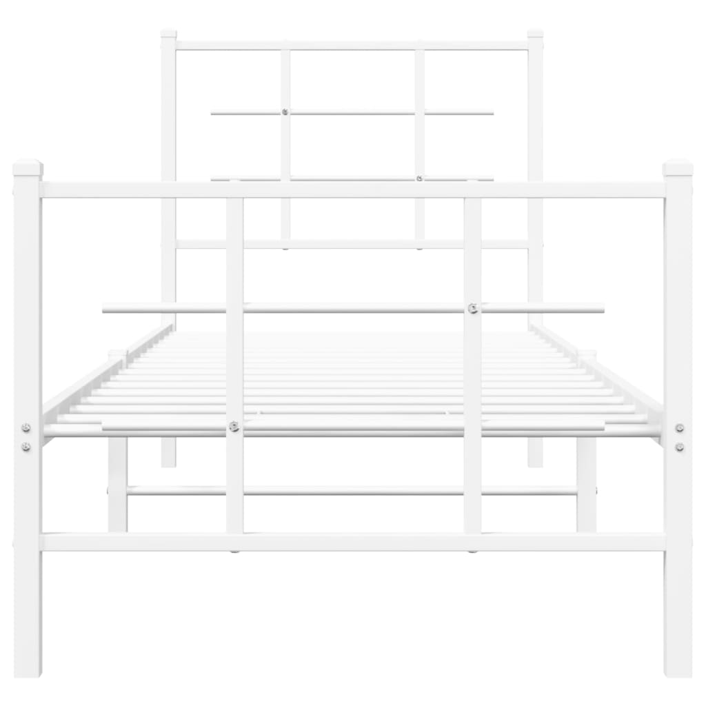 Bedframe met hoofd- en voeteneinde metaal wit 80x200 cm