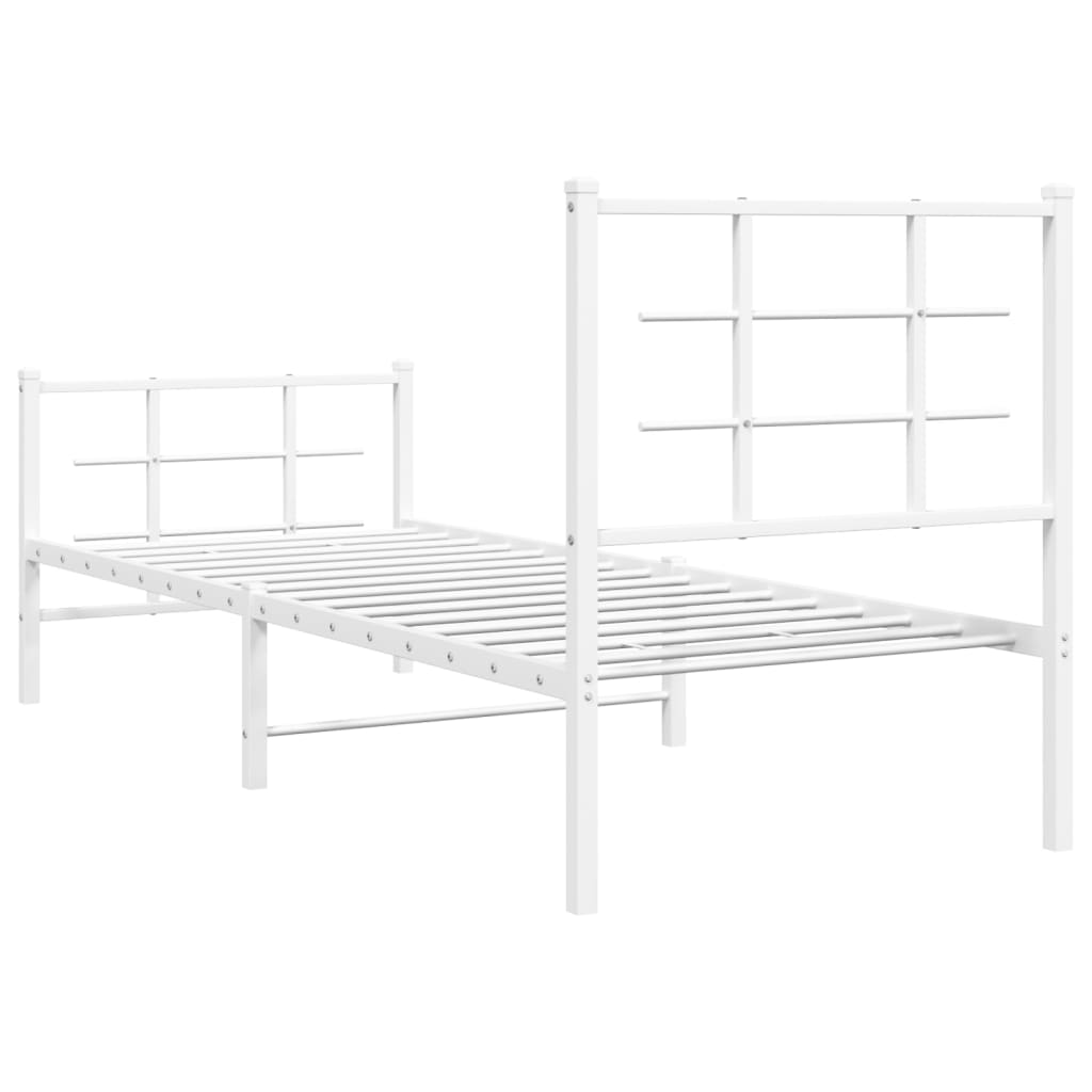 Bedframe met hoofd- en voeteneinde metaal wit 80x200 cm