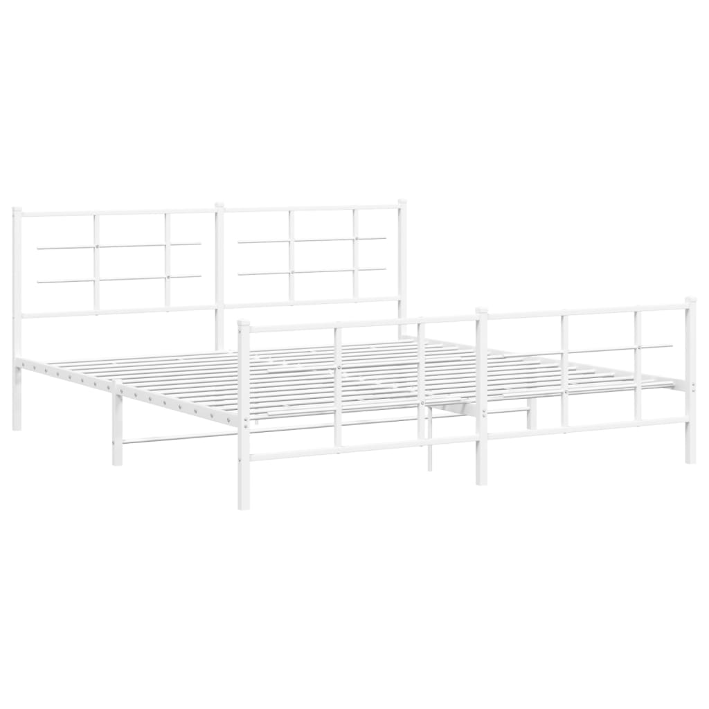 Bedframe met hoofd- en voeteneinde metaal wit 180x200 cm