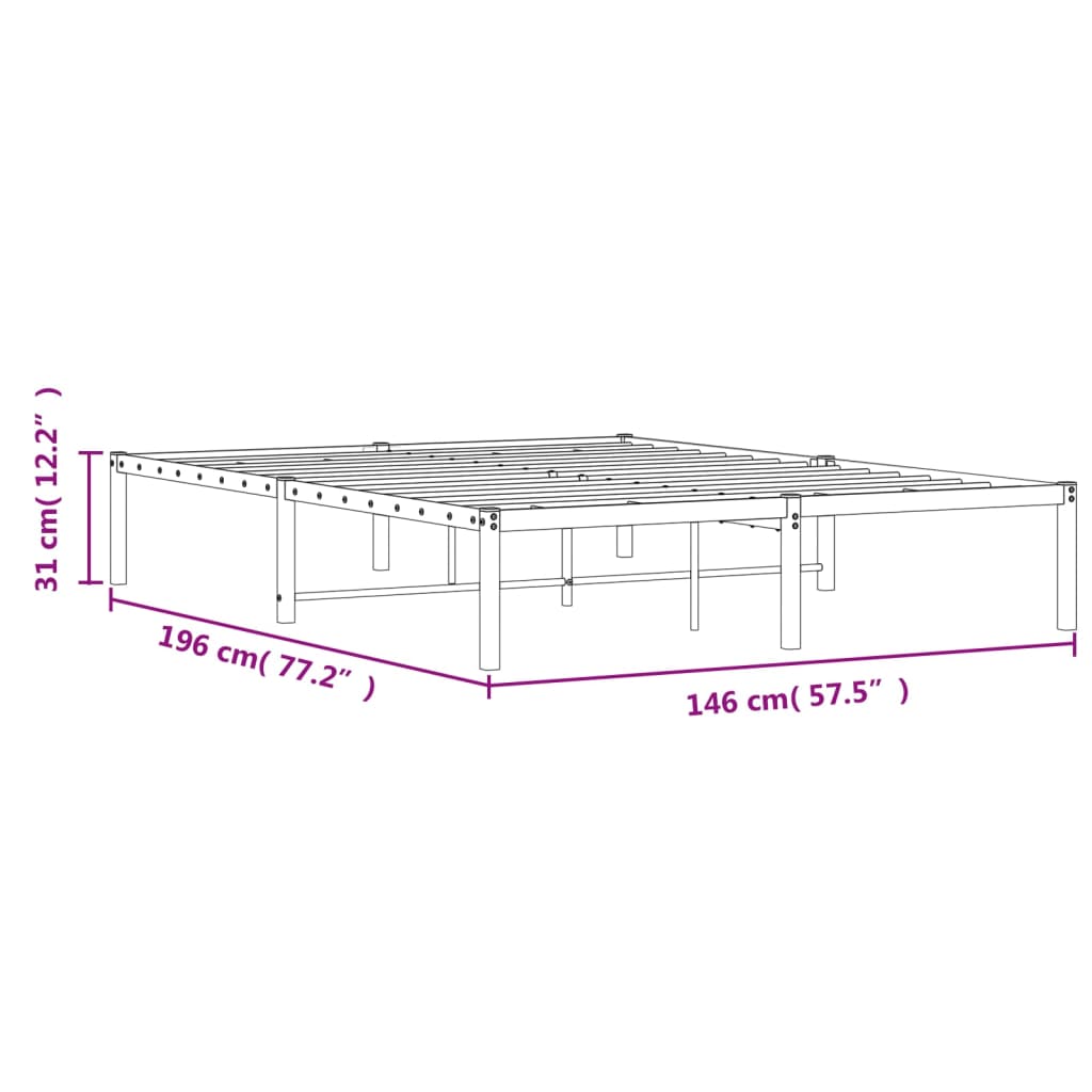 Bedframe metaal wit 140x190 cm