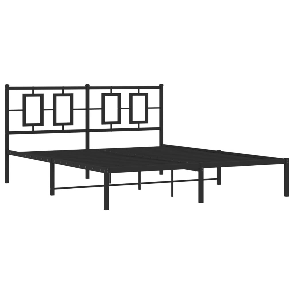 Bedframe met hoofdbord metaal zwart 160x200 cm