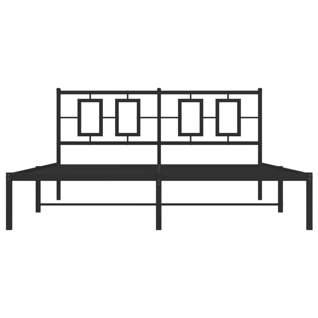 Bedframe met hoofdbord metaal zwart 160x200 cm