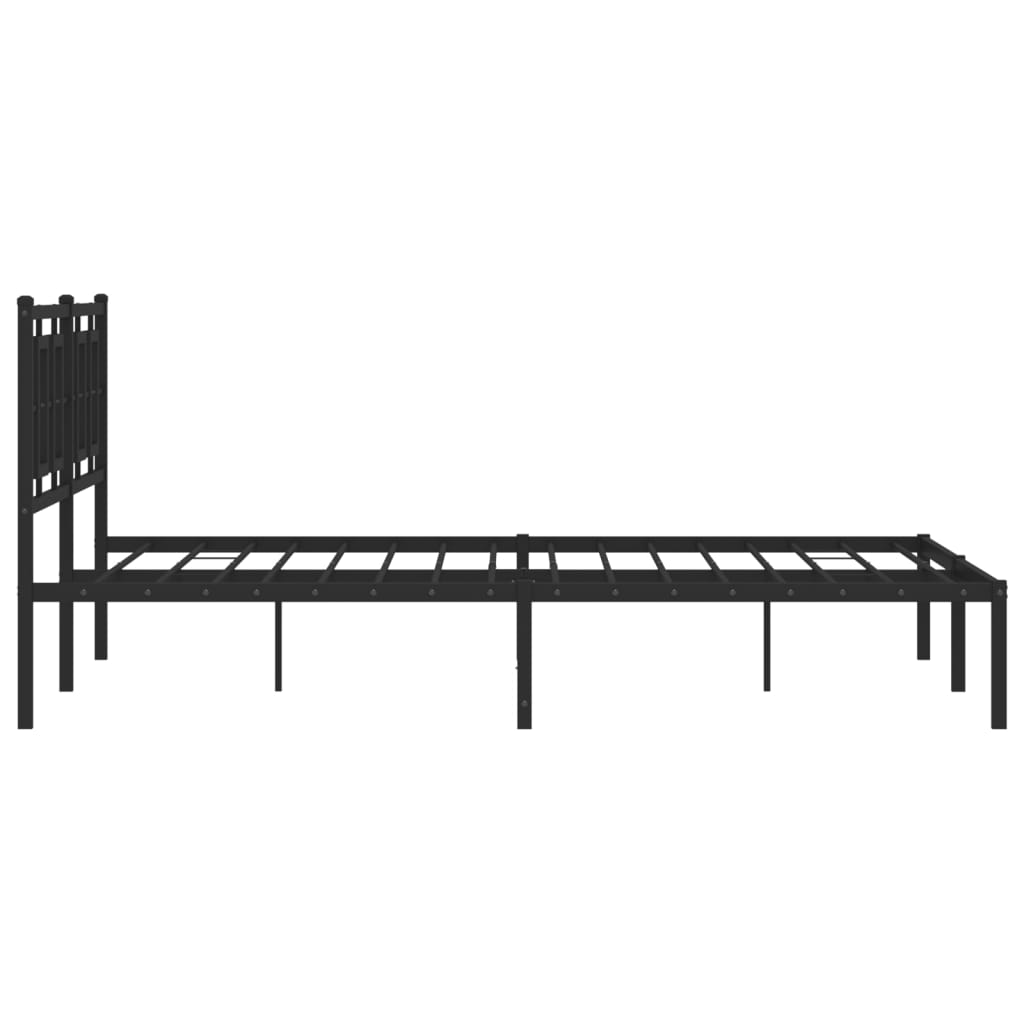 Bedframe met hoofdbord metaal zwart 160x200 cm