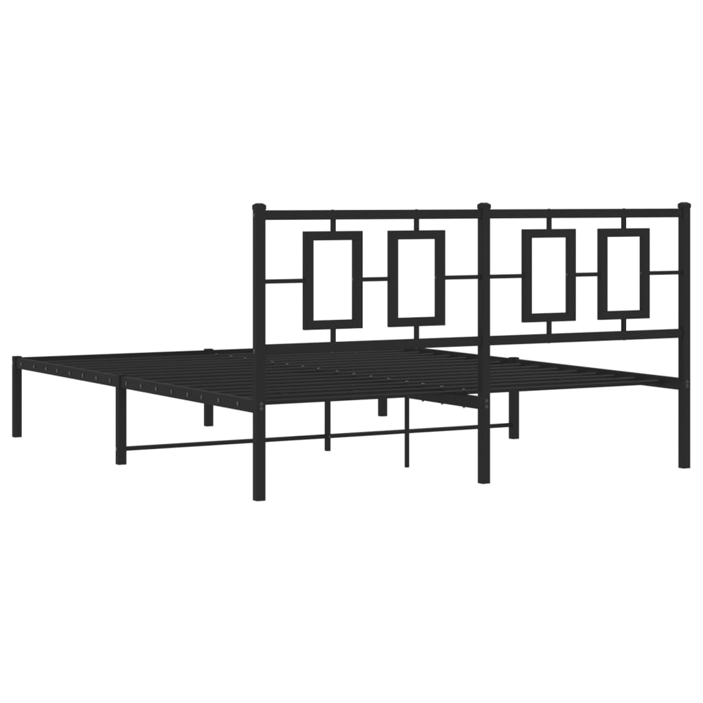 Bedframe met hoofdbord metaal zwart 160x200 cm