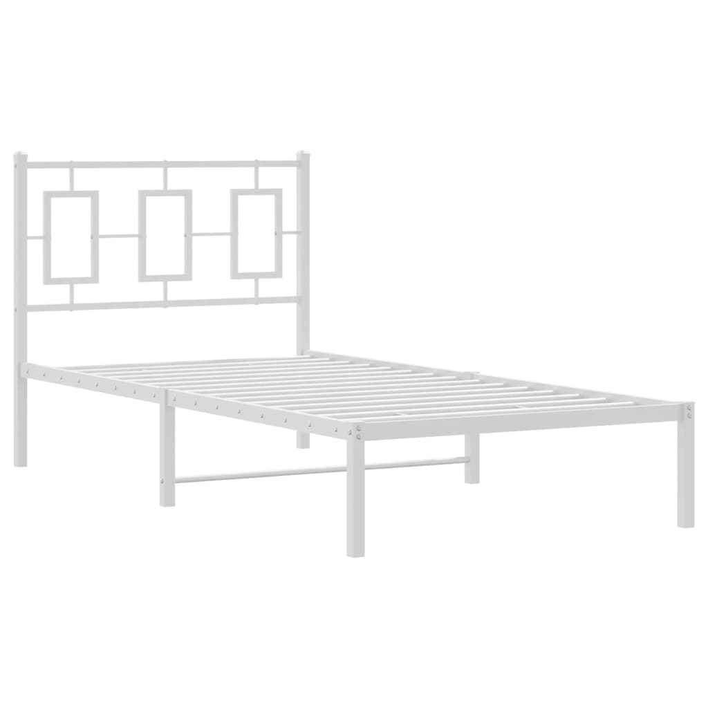 Bedframe met hoofdbord metaal wit 90x190 cm Bedden & bedframes | Creëer jouw Trendy Thuis | Gratis bezorgd & Retour | Trendy.nl