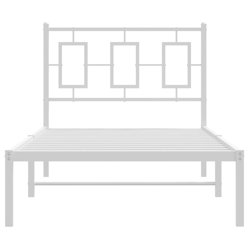 Bedframe met hoofdbord metaal wit 90x190 cm Bedden & bedframes | Creëer jouw Trendy Thuis | Gratis bezorgd & Retour | Trendy.nl