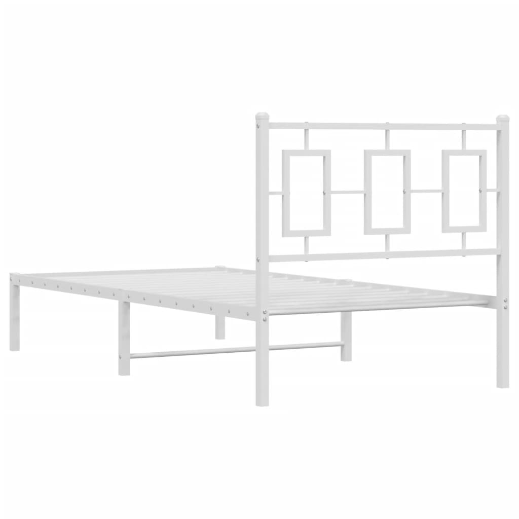 Bedframe met hoofdbord metaal wit 90x190 cm Bedden & bedframes | Creëer jouw Trendy Thuis | Gratis bezorgd & Retour | Trendy.nl