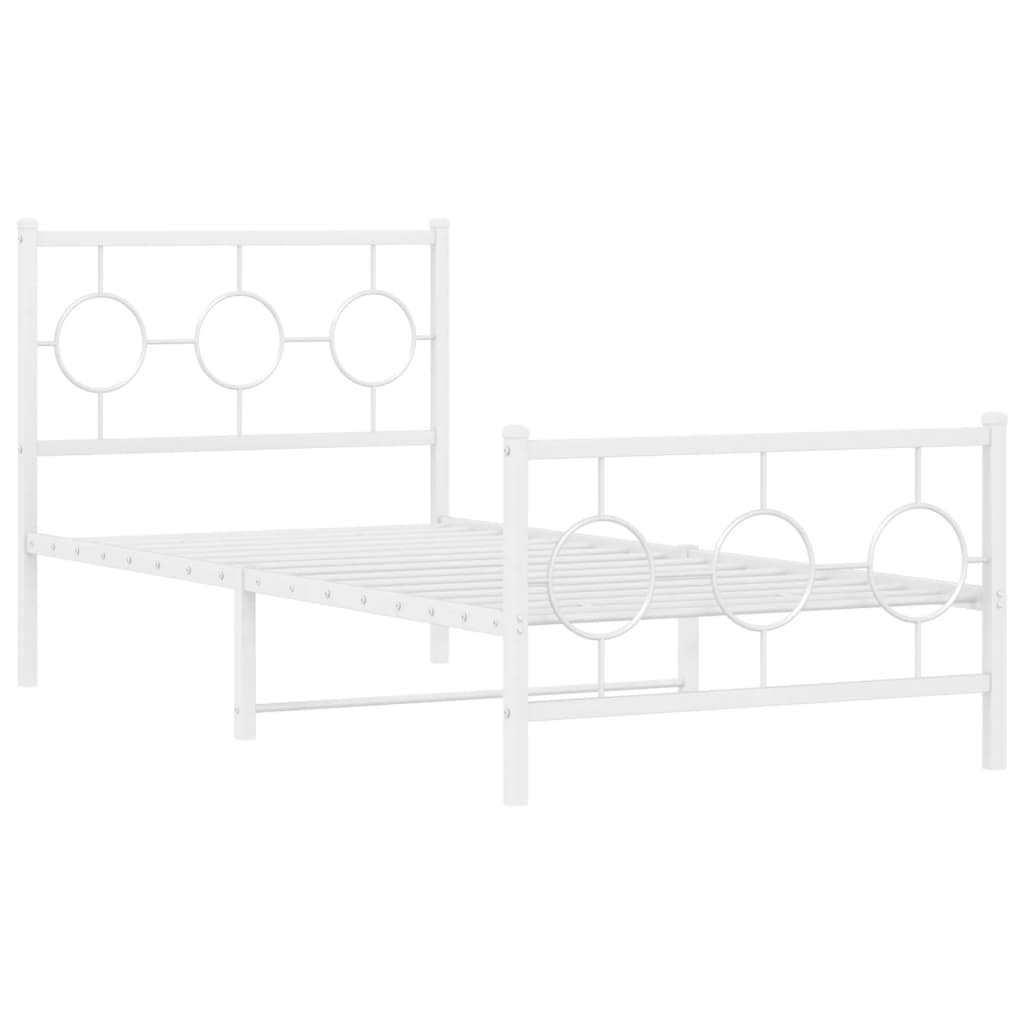 Bedframe met hoofd- en voeteneinde metaal wit 90x190 cm