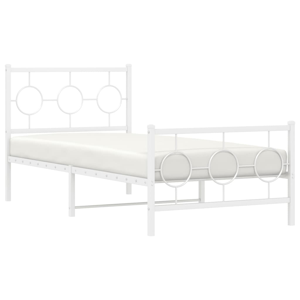 Bedframe met hoofd- en voeteneinde metaal wit 90x190 cm