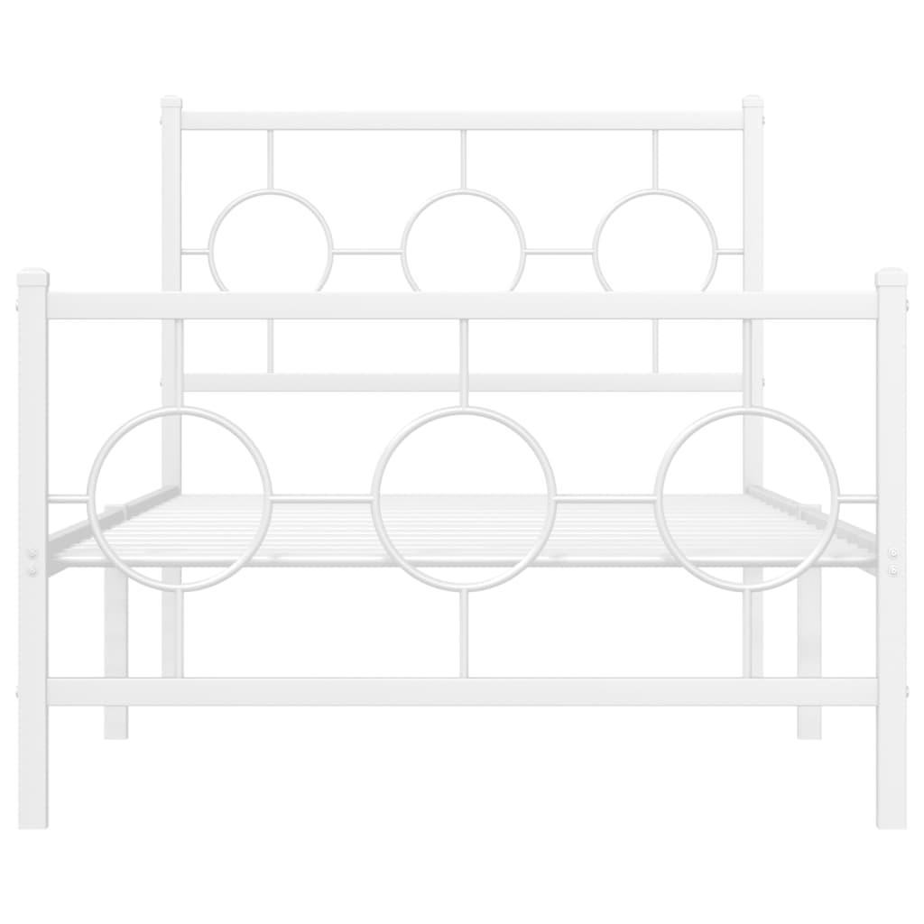 Bedframe met hoofd- en voeteneinde metaal wit 90x190 cm