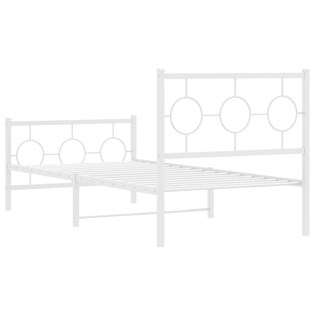 Bedframe met hoofd- en voeteneinde metaal wit 90x190 cm