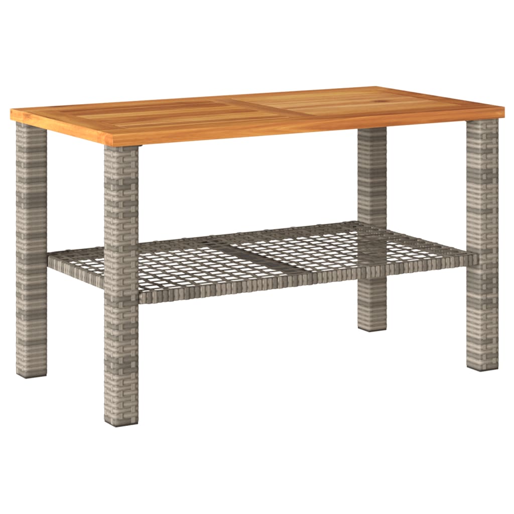 Tuintafel 70x38x42 cm poly rattan en acaciahout grijs Tuintafels | Creëer jouw Trendy Thuis | Gratis bezorgd & Retour | Trendy.nl