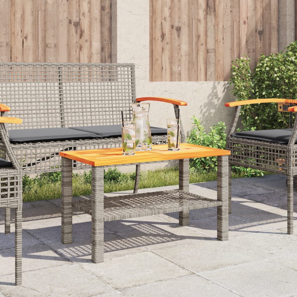 Tuintafel 70x38x42 cm poly rattan en acaciahout grijs Tuintafels | Creëer jouw Trendy Thuis | Gratis bezorgd & Retour | Trendy.nl