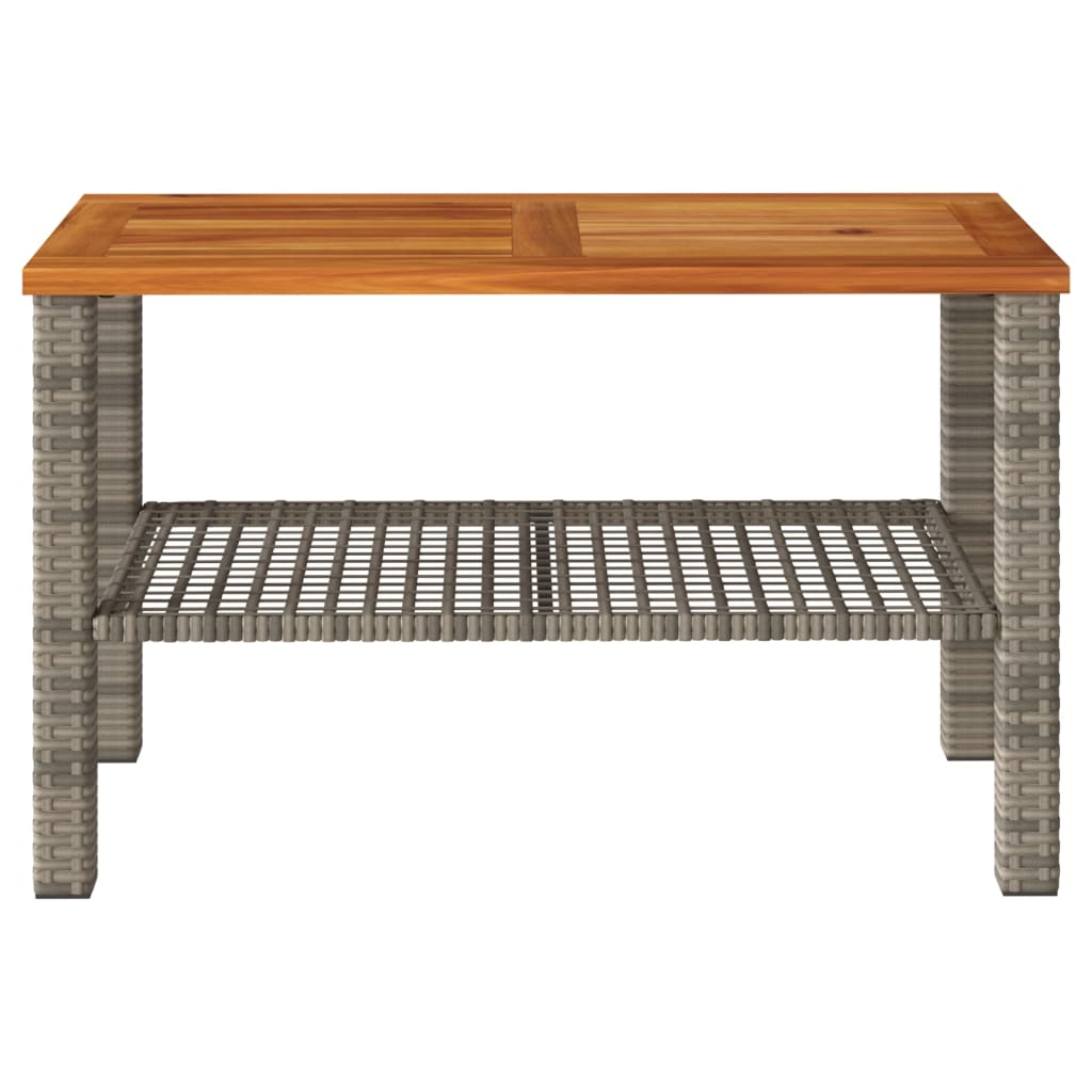 Tuintafel 70x38x42 cm poly rattan en acaciahout grijs Tuintafels | Creëer jouw Trendy Thuis | Gratis bezorgd & Retour | Trendy.nl