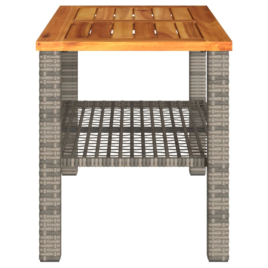 Tuintafel 70x38x42 cm poly rattan en acaciahout grijs Tuintafels | Creëer jouw Trendy Thuis | Gratis bezorgd & Retour | Trendy.nl