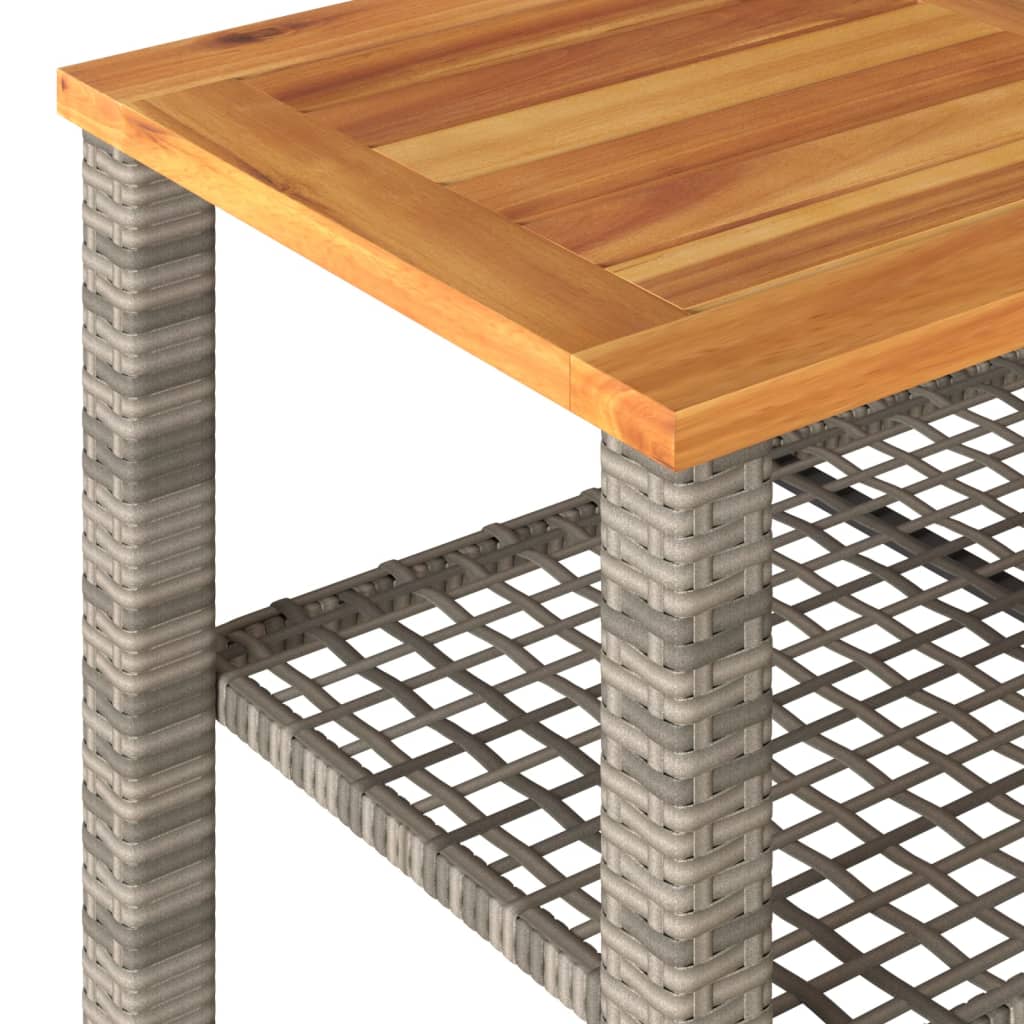 Tuintafel 70x38x42 cm poly rattan en acaciahout grijs Tuintafels | Creëer jouw Trendy Thuis | Gratis bezorgd & Retour | Trendy.nl