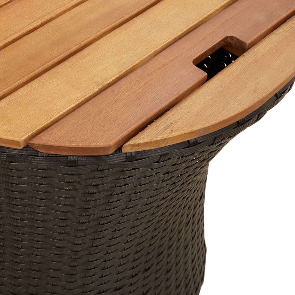 Tuinbijzettafels 2 st met houten blad poly rattan zwart Tuintafels | Creëer jouw Trendy Thuis | Gratis bezorgd & Retour | Trendy.nl