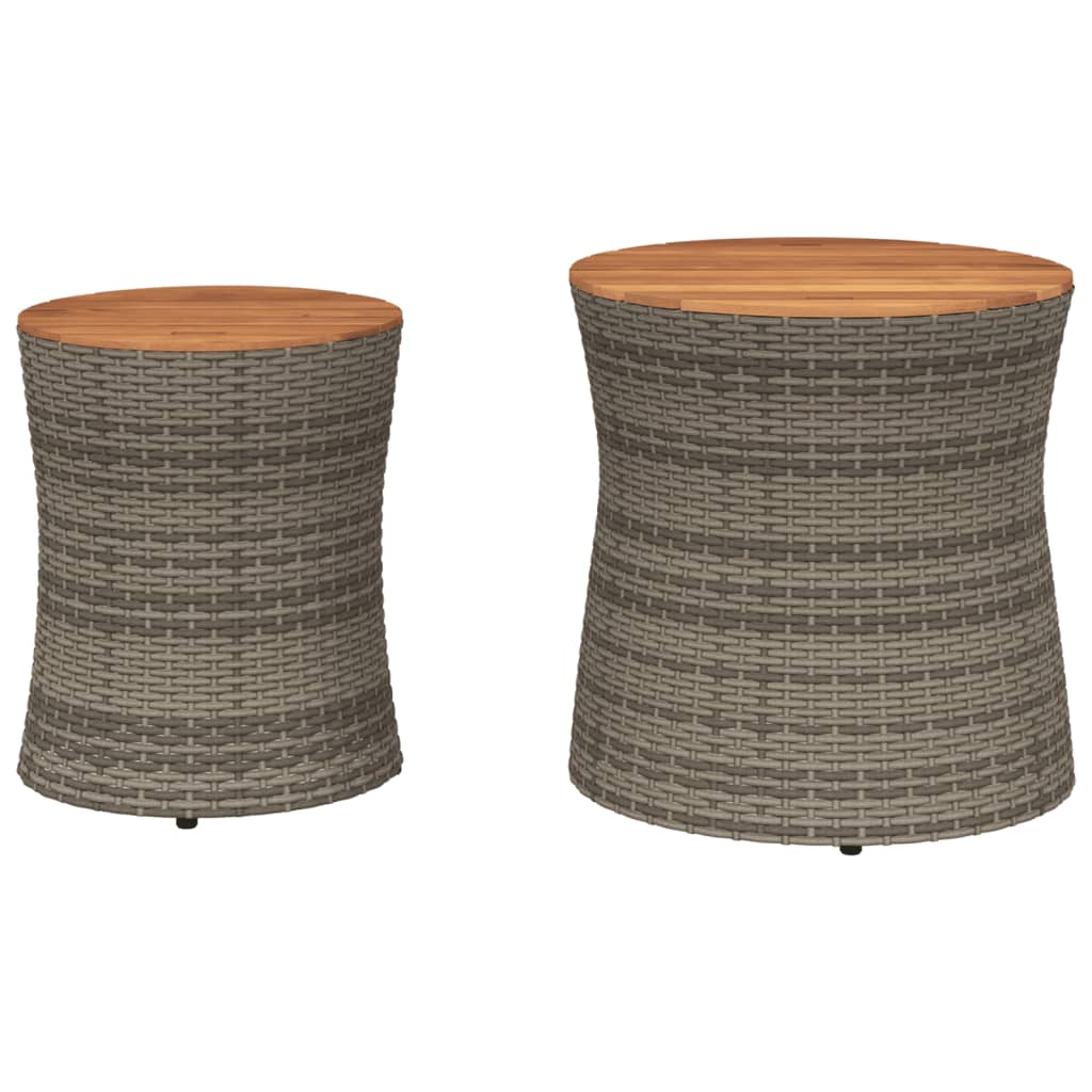 Tuinbijzettafels 2 st met houten blad poly rattan grijs Tuintafels | Creëer jouw Trendy Thuis | Gratis bezorgd & Retour | Trendy.nl