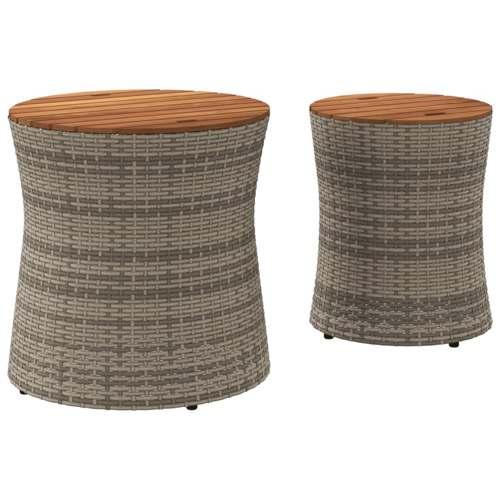 Tuinbijzettafels 2 st met houten blad poly rattan grijs Tuintafels | Creëer jouw Trendy Thuis | Gratis bezorgd & Retour | Trendy.nl