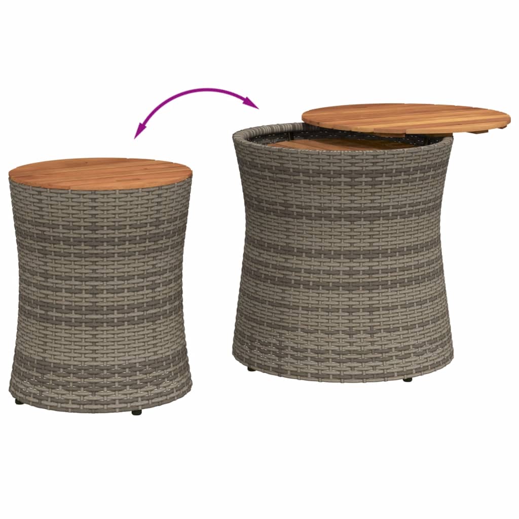 Tuinbijzettafels 2 st met houten blad poly rattan grijs Tuintafels | Creëer jouw Trendy Thuis | Gratis bezorgd & Retour | Trendy.nl