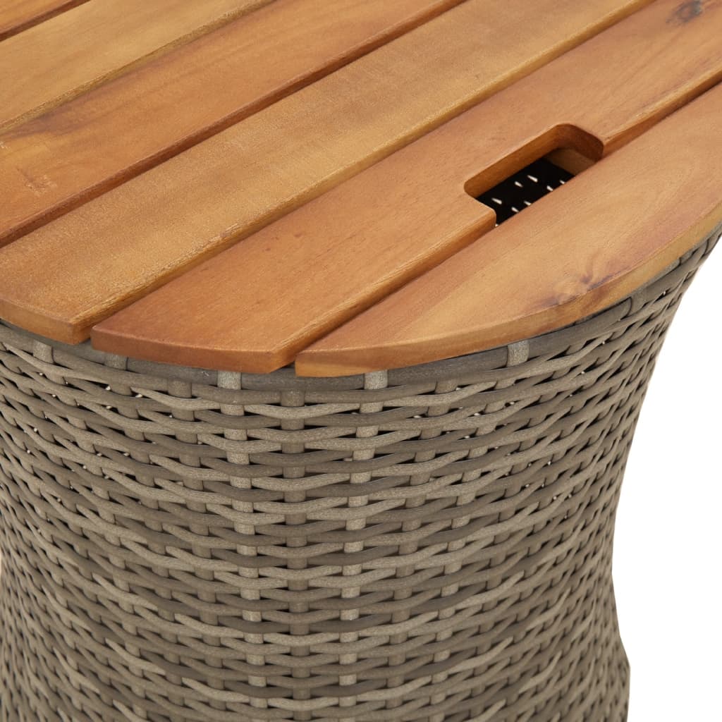 Tuinbijzettafels 2 st met houten blad poly rattan grijs Tuintafels | Creëer jouw Trendy Thuis | Gratis bezorgd & Retour | Trendy.nl