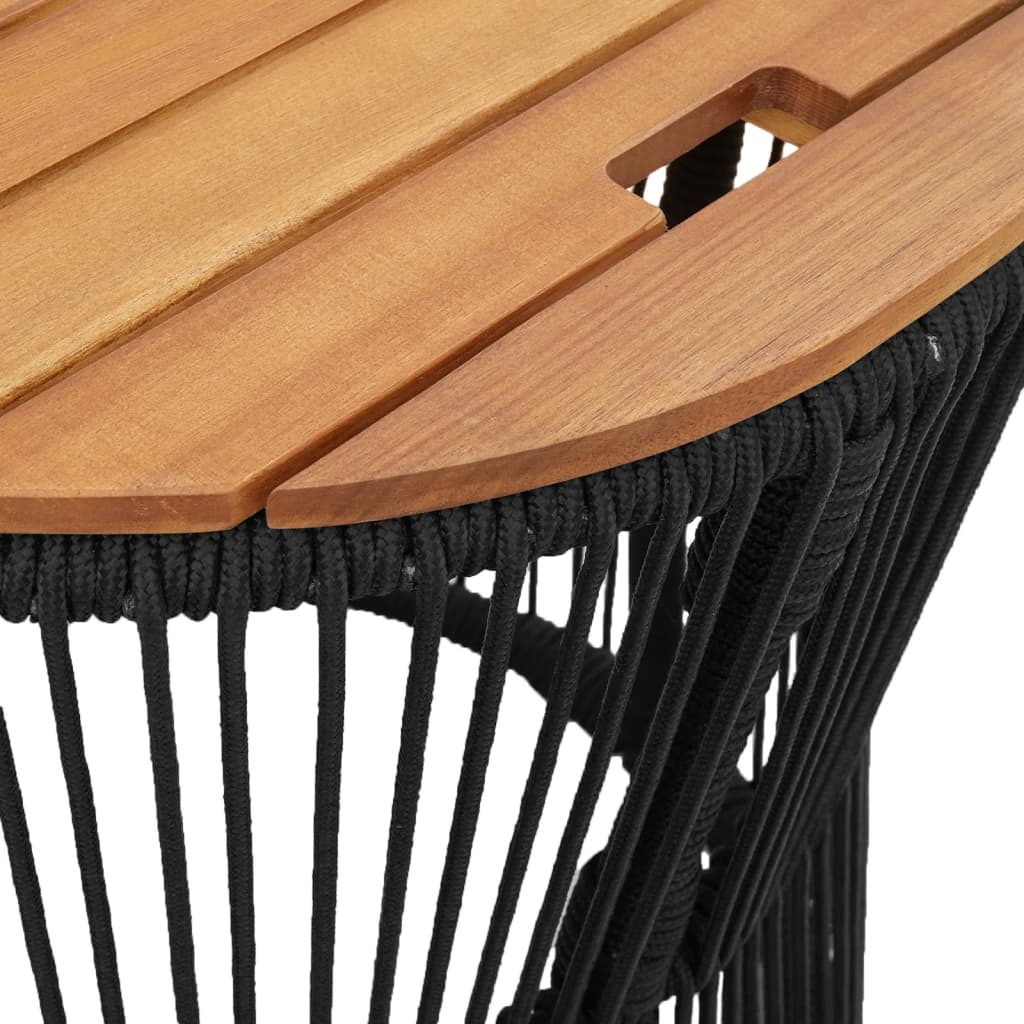 Tuinbijzettafels 2 st met houten blad poly rattan zwart Tuintafels | Creëer jouw Trendy Thuis | Gratis bezorgd & Retour | Trendy.nl